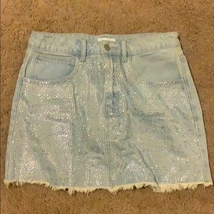 By the way Jean skirt with gems